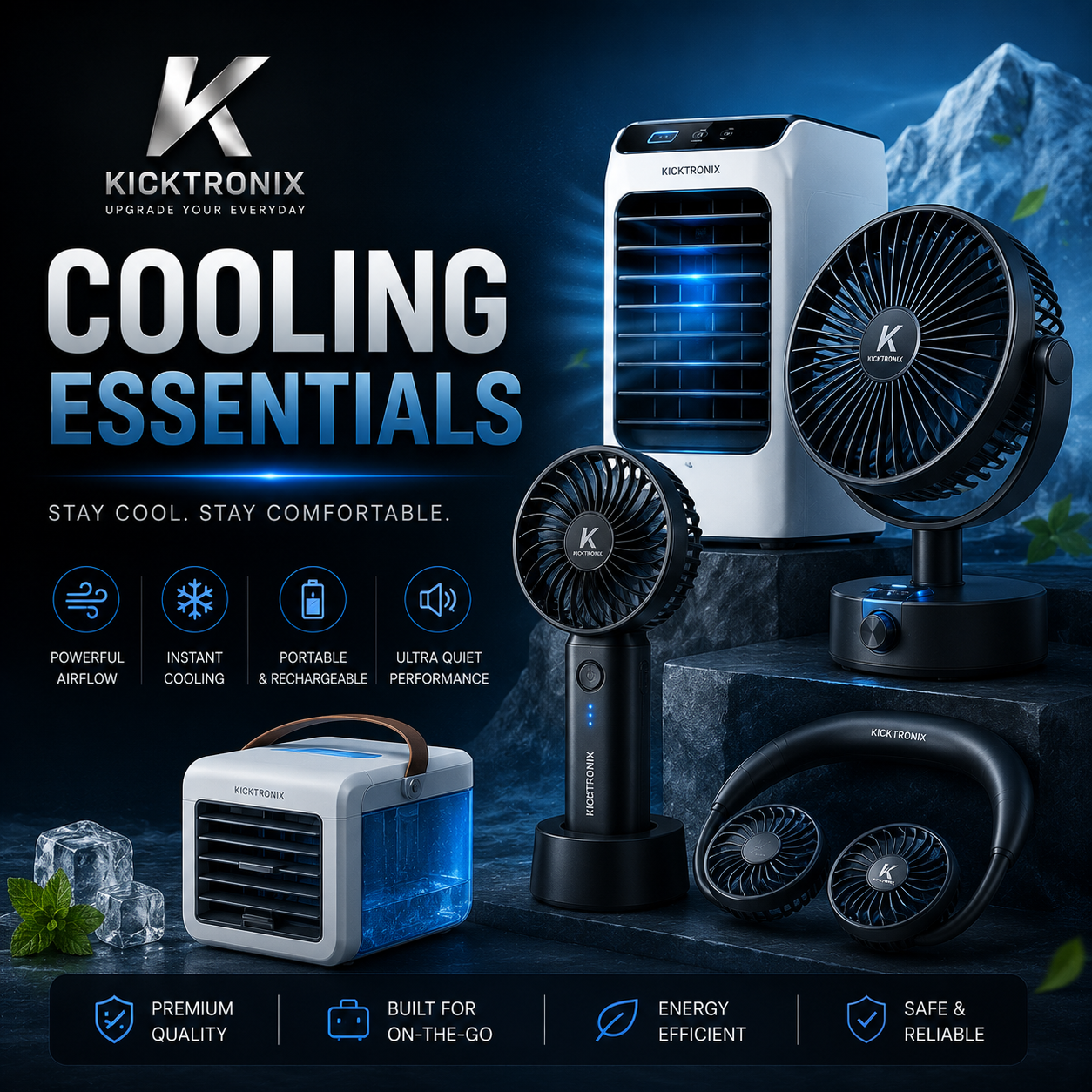 Cooling Essentials - Portable air coolers, fans, and humidifiers for staying cool and comfortable.