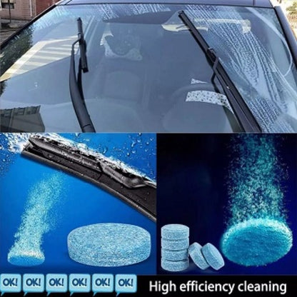 Car Windshield Washer Cleaning Tablets dissolving in water