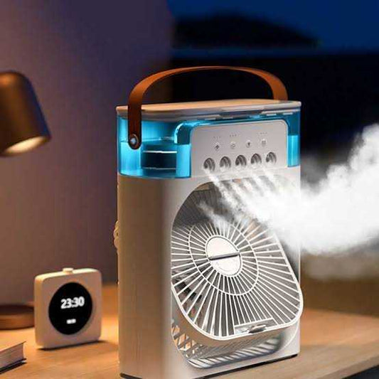 Portable Mini Air Cooler Fan spraying cooling mist