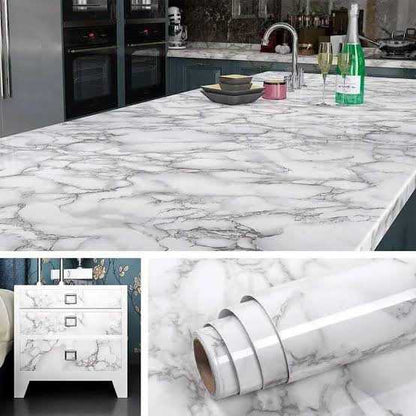 Marble Wallpaper Roll on table surface with phone