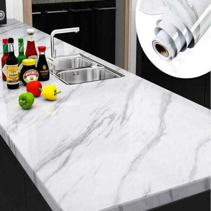 Marble Wallpaper Roll applied on kitchen countertop