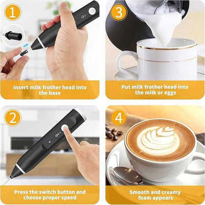Rechargeable Coffee Beater and Milk Frother with USB charging cable