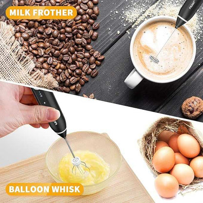 Rechargeable Coffee Beater and Milk Frother making coffee at home