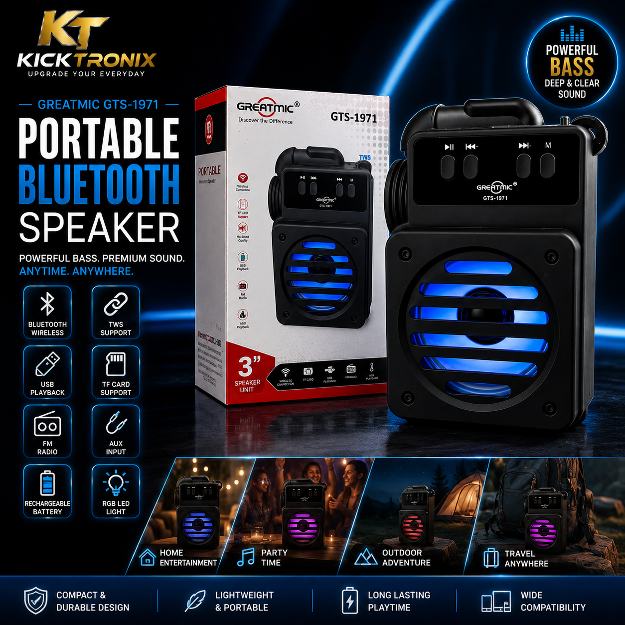 Greatmic GTS-1971 Portable Bluetooth Speaker