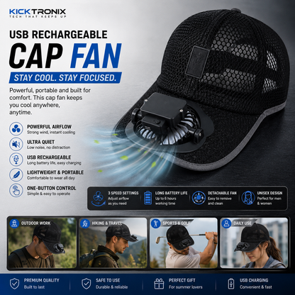 Rechargeable Cooling Fan Cap