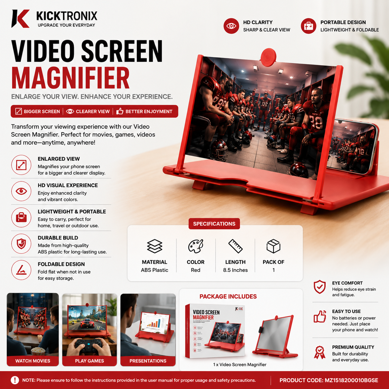 Portable 3D Phone Screen Magnifier