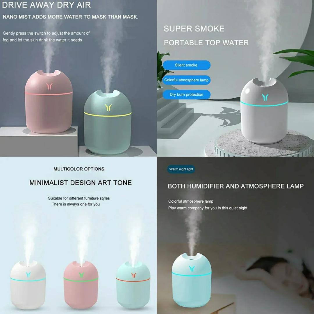 Premium Air Humidifier with Night Light | USB Portable Mist Humidifier for Home & Office
