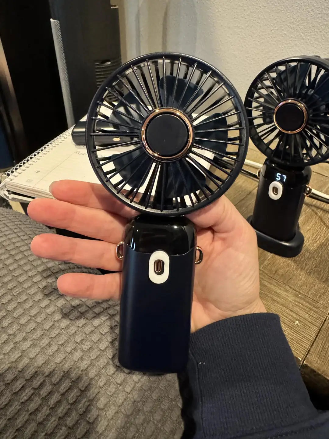 Rechargeable Portable Hand Fan with LED Display | 5-Speed Mini USB Fan (Type-C Charging)
