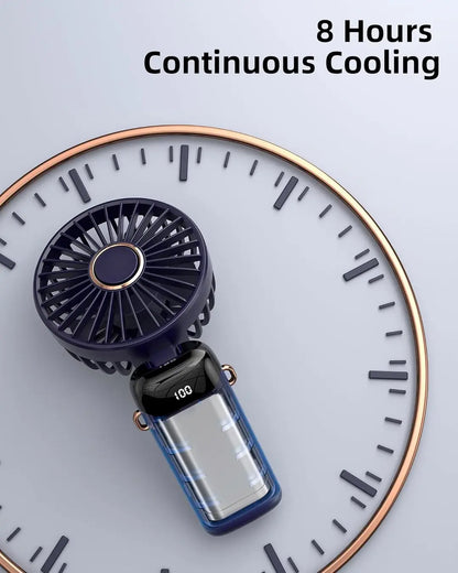 Portable Rechargeable USB Hand Fan with LED Display - 8-hour battery life specification