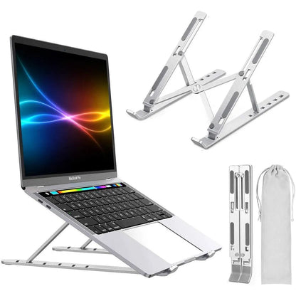 Adjustable Aluminium Laptop Stand - laptop elevated at ergonomic angle