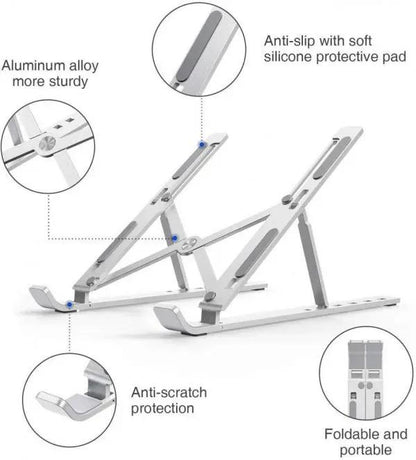 Adjustable Aluminium Laptop Stand - adjustable height positions diagram