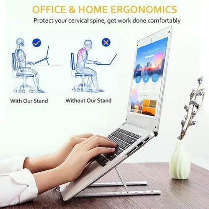 Adjustable Aluminium Laptop Stand - easy height adjustment in use