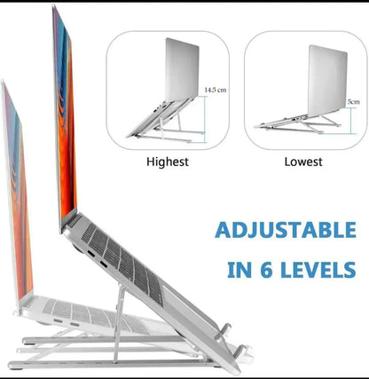 Adjustable Aluminium Laptop Stand - 4-level height adjustment diagram