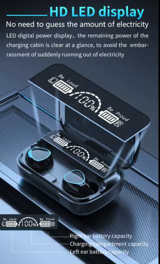 M10 Bluetooth 5.1 TWS Earbuds with Digital Display - charging case specifications