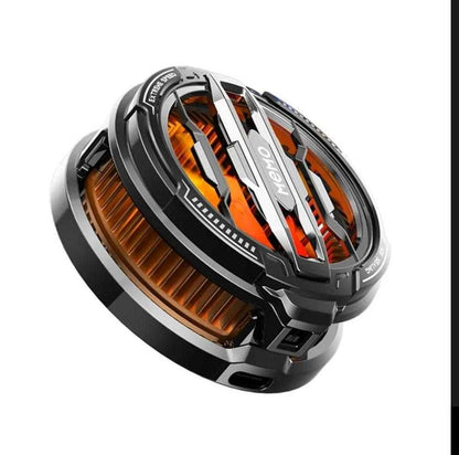 Magnetic phone cooler for gaming with powerful cooling fan and magnetic attachment for mobile devices.