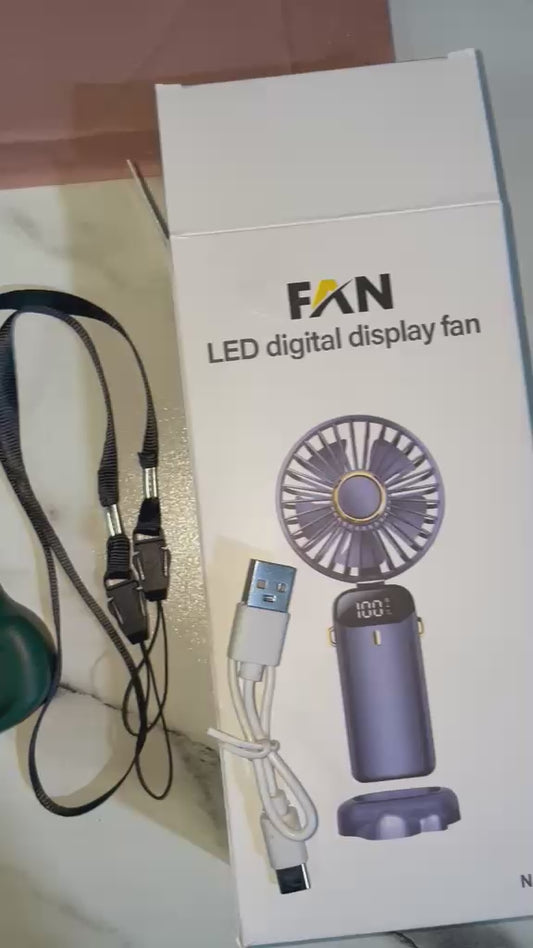 Portable Rechargeable USB Hand Fan with LED Display