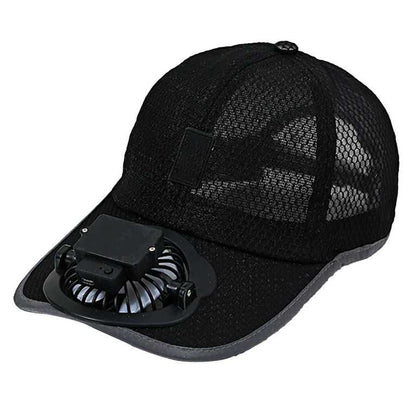 Rechargeable Cooling Fan Cap black colorway close-up